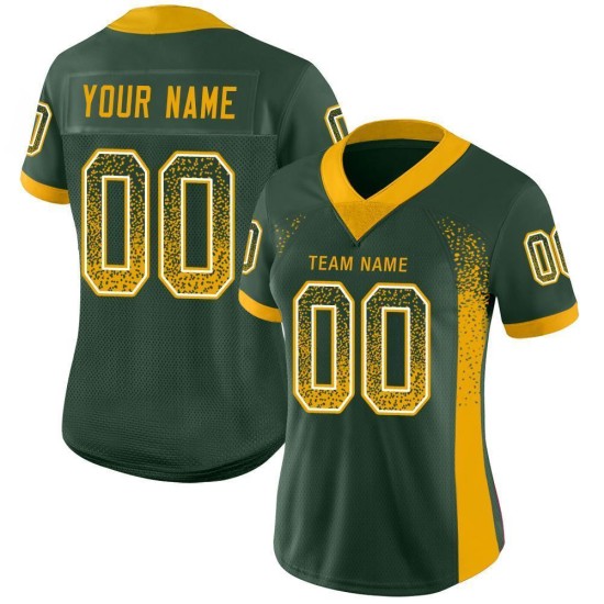 Maillot de football personnalisé en maille or-blanc, vert fluo Maillot de football personnalisé en maille or-blanc, vert fluo