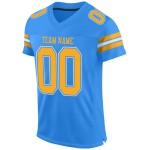 Maillot Powder Gold-White Mesh Custom Football Bleu Authentique Maillot Powder Gold-White Mesh Custom Football Bleu Authentique