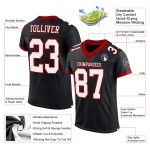Maillot de football personnalisé authentique blanc-rouge en maille noir Maillot de football personnalisé authentique blanc-rouge en maille noir
