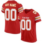 Maillot de football personnalisé authentique en maille blanc-or écarlate Maillot de football personnalisé authentique en maille blanc-or écarlate